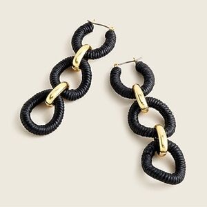 NWT! J. Crew Cotton Raffia-wrapped Chain Dangle Earrings in black
